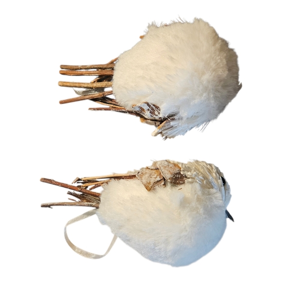 Lot Of 2 Rustic White Sisal Twig Bird Ornaments - Picture 5 of 5